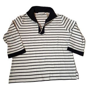 Drapers & Damons Women’s Large 3/4 Sleeve Striped Cotton Blend Top